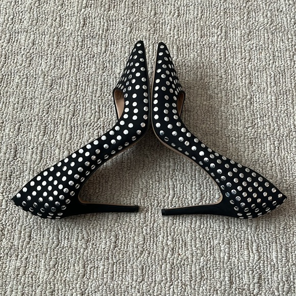 INC Macy’s Kenjay D'Orsay Black Silver Studded Heels Pumps size 9.5 - Picture 7 of 12